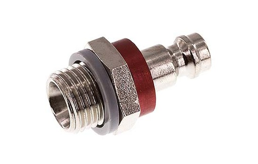 [CLP5-M-BN-RED-014] Nickel-plated Brass DN 5 Red Air Coupling Plug G 1/4 inch Male