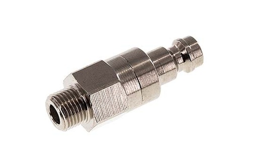 [CLP5-M-BN-SV-018] Nickel-plated Brass DN 5 Air Coupling Plug G 1/8 inch Male Double Shut-Off