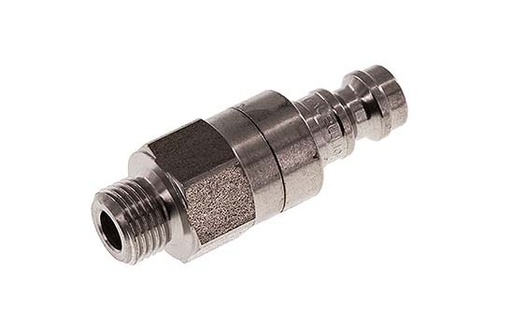 [CLP5-M-S-SV-018] Bouchon de raccord d'air DN 5 en acier inoxydable G 1/8 pouce mâle à double obturation