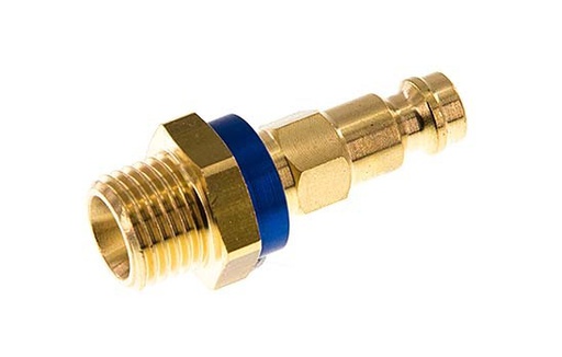 [CLP5-M-B-BLU-CD-014] Brass DN 5 Blue-Coded Air Coupling Plug G 1/4 inch Male