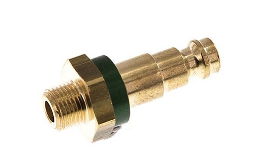 [CLP5-M-B-GRE-CD-018] Brass DN 5 Green-Coded Air Coupling Plug G 1/8 inch Male