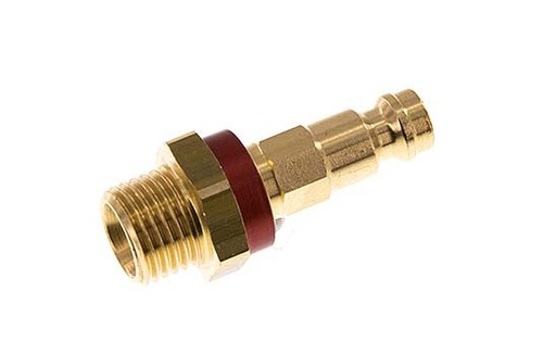 [CLP5-M-B-RED-CD-014] Brass DN 5 Red-Coded Air Coupling Plug G 1/4 inch Male