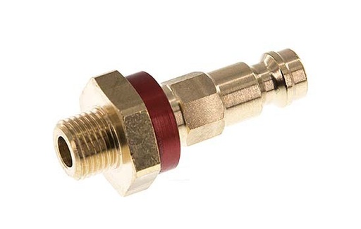 [CLP5-M-B-RED-CD-018] Brass DN 5 Red-Coded Air Coupling Plug G 1/8 inch Male