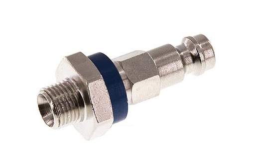 [CLP5-M-BN-BLU-P-CD-018] Nickel-plated Brass DN 5 Blue-Coded Air Coupling Plug G 1/8 inch Male