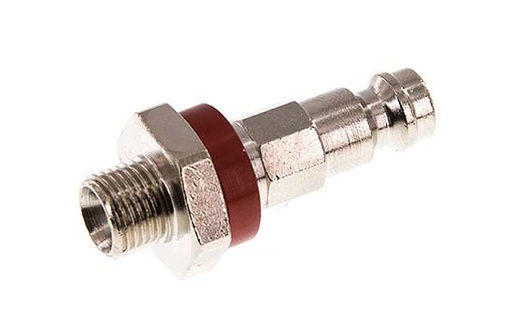 [CLP5-M-BN-RED-P-CD-018] Nickel-plated Brass DN 5 Red-Coded Air Coupling Plug G 1/8 inch Male