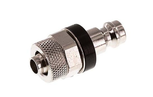 [CLP5-N-BN-BLA-6] Nickel-plated Brass DN 5 Black Air Coupling Plug 6x8 mm Union Nut