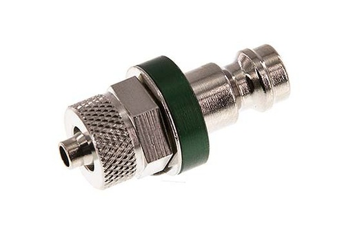 [CLP5-N-BN-GRE-4] Laiton nickelé DN 5 Bouchon de raccord d'air vert 4x6 mm Écrou-raccord