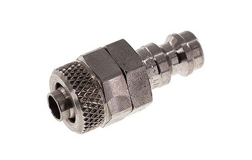 [CLP5-N-SSL-P-6] Stainless Steel 316L DN 5 Air Coupling Plug 6x8 mm Union Nut