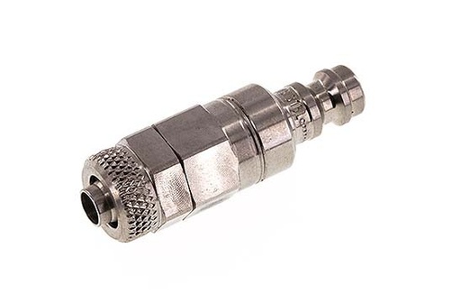 [CLP5-N-SSL-SV-P-6] Edelstahl 306L DN 5 Luftkupplungsstecker 6x8 mm Überwurfmutter Doppelabsperrung