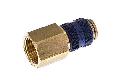 [CLS5-F-B-BLU-038] Brass DN 5 Blue Air Coupling Socket G 3/8 inch Female