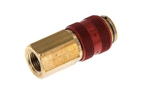 [CLS5-F-B-RED-018] Brass DN 5 Red Air Coupling Socket G 1/8 inch Female