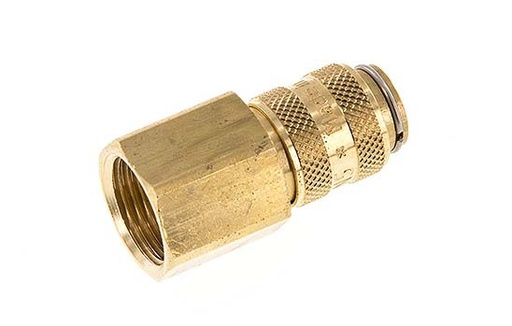 [CLS5-F-B-SV-038] Brass DN 5 Air Coupling Socket G 3/8 inch Female Double Shut-Off