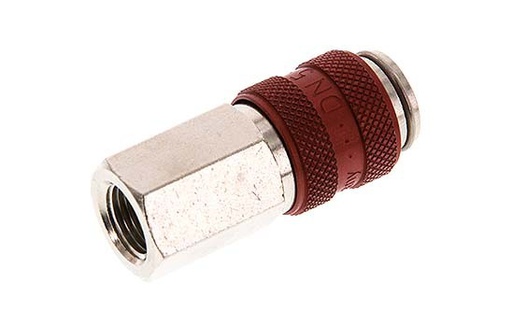 [CLS5-F-BN-RED-018] Nickel-plated Brass DN 5 Red Air Coupling Socket G 1/8 inch Female
