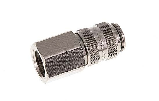 [CLS5-F-BN-SV-014] Nickel-plated Brass DN 5 Air Coupling Socket G 1/4 inch Female Double Shut-Off