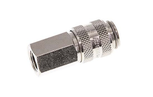 [CLS5-F-BN-SV-018] Nickel-plated Brass DN 5 Air Coupling Socket G 1/8 inch Female Double Shut-Off