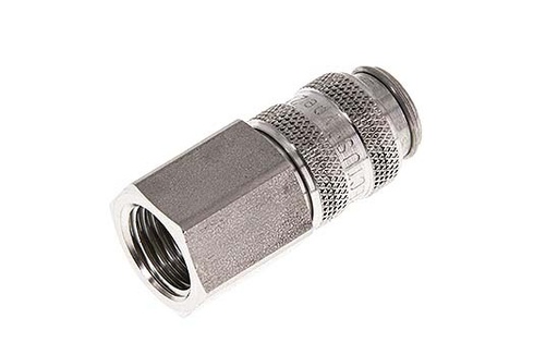 [CLS5-F-SSL-SV-P-014] Stainless Steel 316L DN 5 Air Coupling Socket G 1/4 inch Female Double Shut-Off