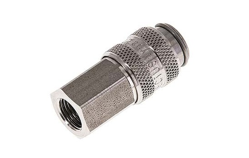 [CLS5-F-SSL-SV-P-018] Stainless steel 306L DN 5 Air Coupling Socket G 1/8 inch Female Double Shut-Off