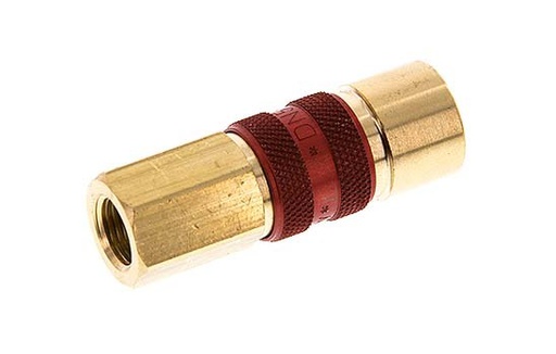 [CLS5-F-B-RED-CD-018] Brass DN 5 Red-Coded Air Coupling Socket G 1/8 inch Female