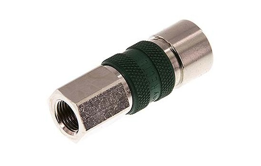 [CLS5-F-BN-GRE-P-CD-018] Laiton nickelé Coupleur pneumatique DN 5 codé vert Douille G 1/8 pouce Femelle