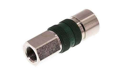 [CLS5-F-BN-GRE-P-CD-018] Nickel-plated Brass DN 5 Green-Coded Air Coupling Socket G 1/8 inch Female
