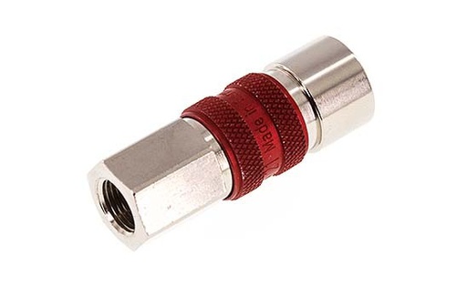 [CLS5-F-BN-RED-P-CD-018] Messing vernickelt DN 5 rot-kodiert Luftkupplungsmuffe G 1/8 Zoll Innengewinde