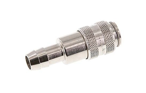 [CLS5-H-BN-SV-9] Laiton nickelé Raccord pneumatique DN 5 Douille 9 mm Colonne de tuyau Double obturation