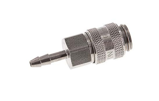 [CLS5-H-S-SV-4] RVS DN 5 Luchtkoppeling Snelkoppeling 4 mm Slangpilaar Double Shut-Off