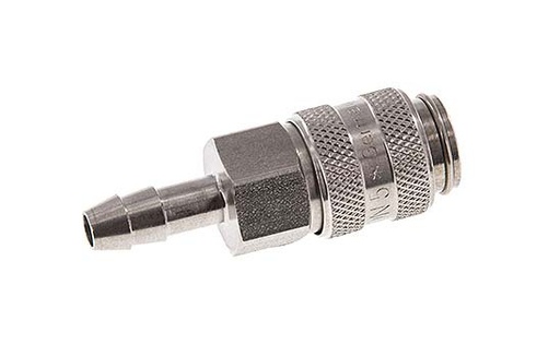 [CLS5-H-S-SV-6] RVS DN 5 Luchtkoppeling Snelkoppeling 6 mm Slangpilaar Double Shut-Off