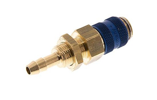 [CLS5-HB-B-BLU-6] Acoplamiento de aire de latón DN 5 azul Pasamuros de 6 mm para manguera