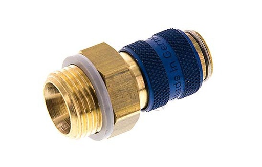 [CLS5-M-B-BLU-038] Brass DN 5 Blue Air Coupling Socket G 3/8 inch Male