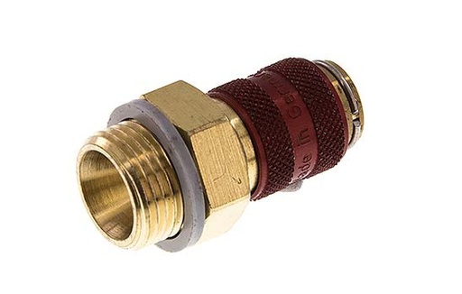 [CLS5-M-B-RED-038] Latón DN 5 Rojo Enchufe de acoplamiento de aire G 3/8 pulgadas Macho