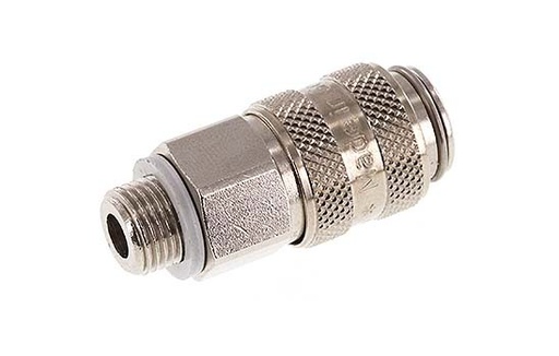 [CLS5-M-BN-018] Laiton nickelé Coupleur pneumatique DN 5 Douille G 1/8 pouce Mâle