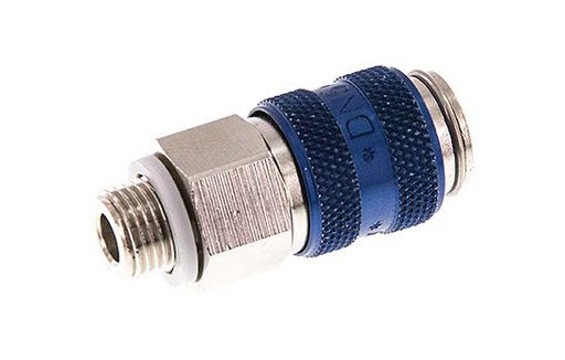 [CLS5-M-BN-BLU-SV-018] Laiton nickelé DN 5 Blue Air Coupling Socket G 1/8 inch Male Double Shut-Off