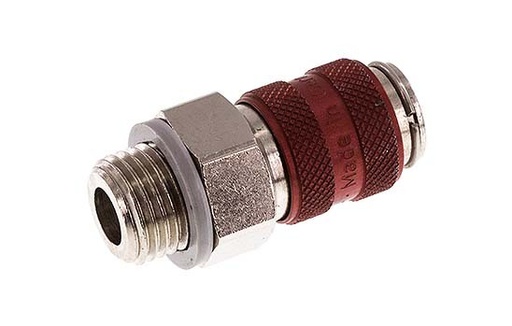 [CLS5-M-BN-RED-014] Nickel-plated Brass DN 5 Red Air Coupling Socket G 1/4 inch Male