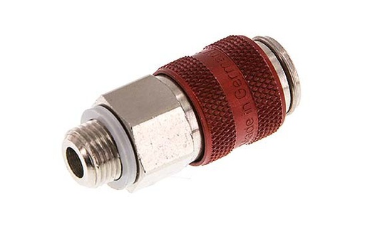 [CLS5-M-BN-RED-018] Nickel-plated Brass DN 5 Red Air Coupling Socket G 1/8 inch Male