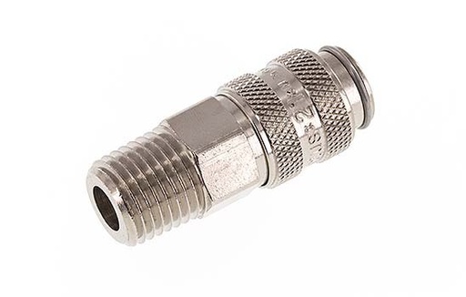 [CLS5-M-BN-SV-P-014N] Laiton nickelé Embout de raccord d'air DN 5 1/4 pouce NPT mâle à double obturation