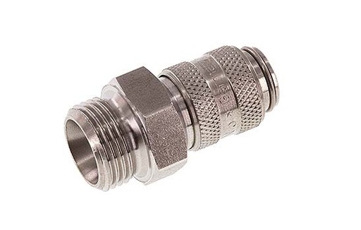 [CLS5-M-S-SV-038] Edelstahl DN 5 Luftkupplung Muffe G 3/8 Zoll Außengewinde Doppelabsperrung