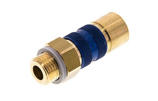 [CLS5-M-B-BLU-CD-014] Messing DN 5 Blauw-Coded Luchtkoppeling Snelkoppeling G 1/4 inch Buitendraad