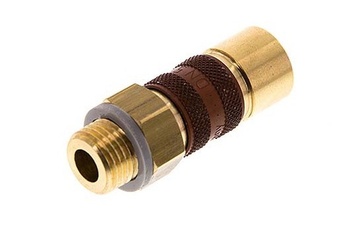 [CLS5-M-B-BRO-CD-014] Brass DN 5 Brown-Coded Air Coupling Socket G 1/4 inch Male