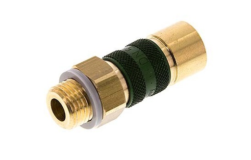[CLS5-M-B-GRE-CD-014] Brass DN 5 Green-Coded Air Coupling Socket G 1/4 inch Male