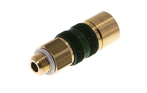 [CLS5-M-B-GRE-CD-018] Brass DN 5 Green-Coded Air Coupling Socket G 1/8 inch Male