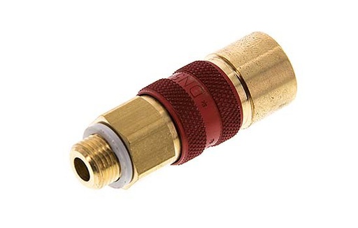 [CLS5-M-B-RED-CD-018] Brass DN 5 Red-Coded Air Coupling Socket G 1/8 inch Male