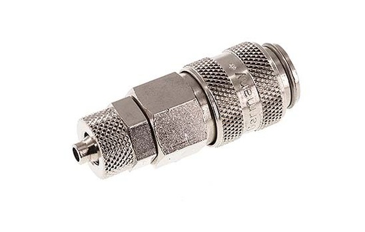 [CLS5-N-BN-4] Laiton nickelé Coupleur pneumatique DN 5 Douille 4x6 mm Écrou-raccord