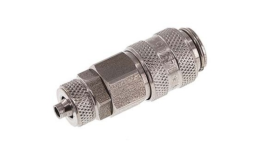 [CLS5-N-S-SV-4] Acier inoxydable DN 5 Air Coupling Socket 4x6 mm Union Nut Double Shut-Off