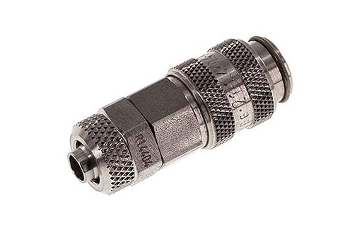 [CLS5-N-SSL-P-6] Acier inoxydable 316L DN 5 Coupleur pneumatique Douille 6x8 mm Écrou-raccord