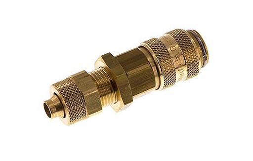 [CLS5-NB-B-6] Brass DN 5 Air Coupling Socket 6x8 mm Union Nut Bulkhead