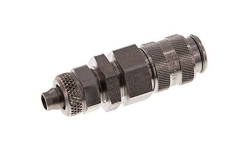 [CLS5-NB-S-P-6] Acoplamiento de aire de acero inoxidable DN 5 Tuerca de unión de 6x8 mm Pasamuros