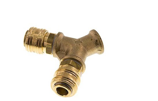 [CLS7-F-B-2W-038] Brass DN 7.2 (Euro) Air Coupling Socket G 3/8 inch Female Wall-Mount 2-way