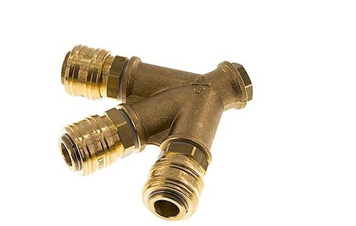 [CLS7-F-B-3W-014] Messing DN 7.2 (Euro) Luchtkoppeling Snelkoppeling G 1/4 inch Binnendraad Wandmontage 3-weg