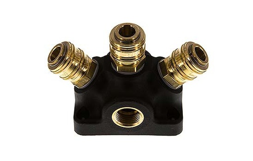 [CLS7-F-P-3W-PL-012] Brass/plastic DN 7.2 (Euro) Air Coupling Socket G 1/2 inch Female Wall-Mount 3-way